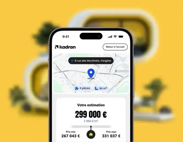 Ecran de smartphone avec estimation Kadran